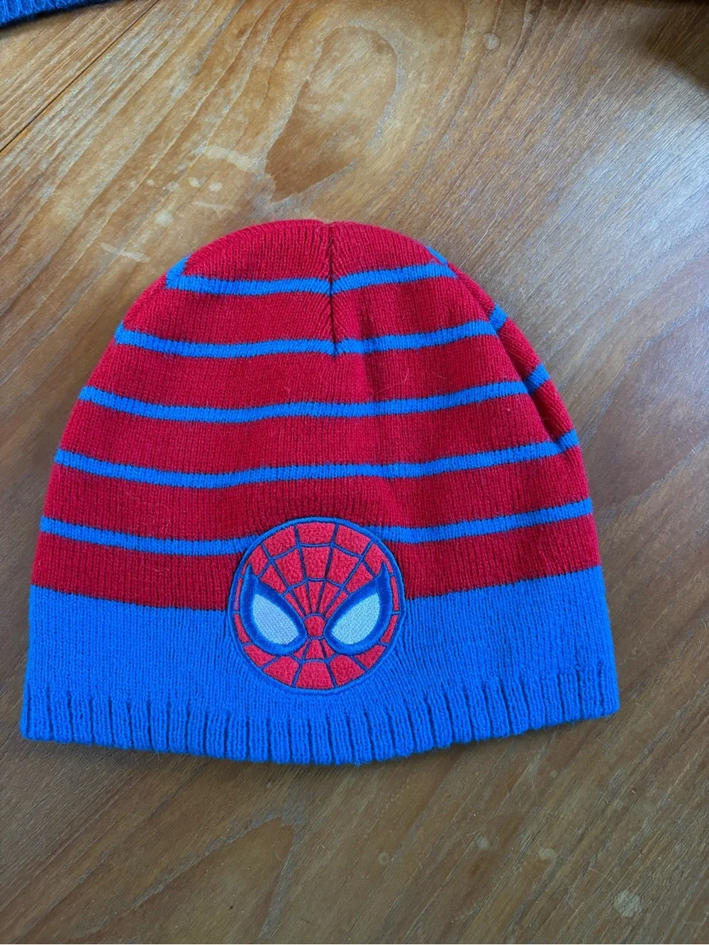 Kids Spider-themed Red & Blue Knit Beanie